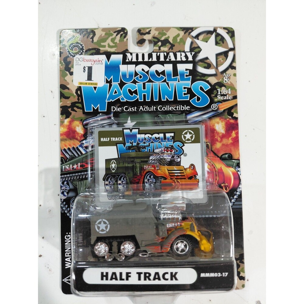 NIP Muscle Machines MMM03-17 1:64 Die Cast Hot Rod Army/Military Half Track